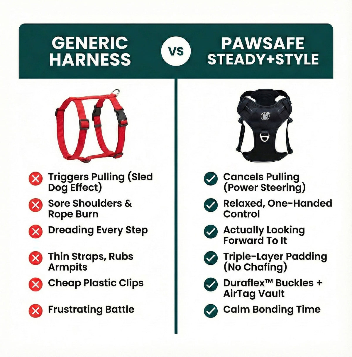 How traditional harnesses trigger pulling vs front-clip design