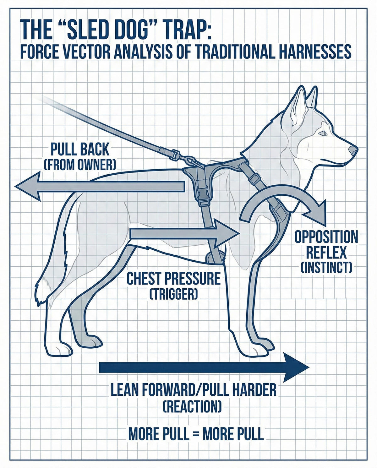 Sled dogs pulling - the opposition reflex in action